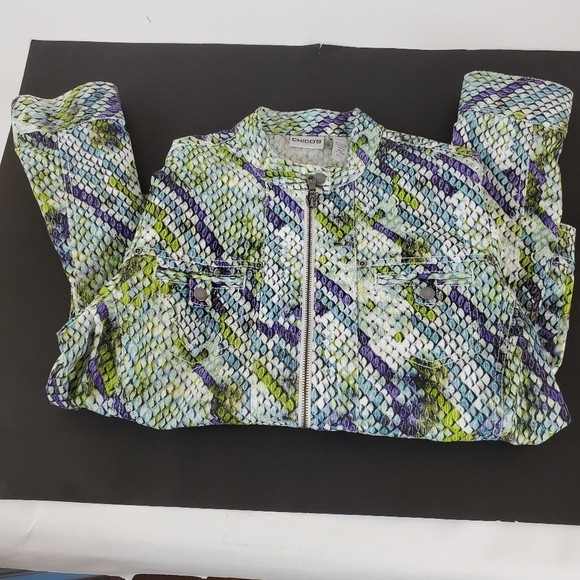 Chicos motorcycle style denim jacket snake look - Picture 14 of 14